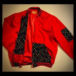 Custom Red Louis Vuitton Designer jacket